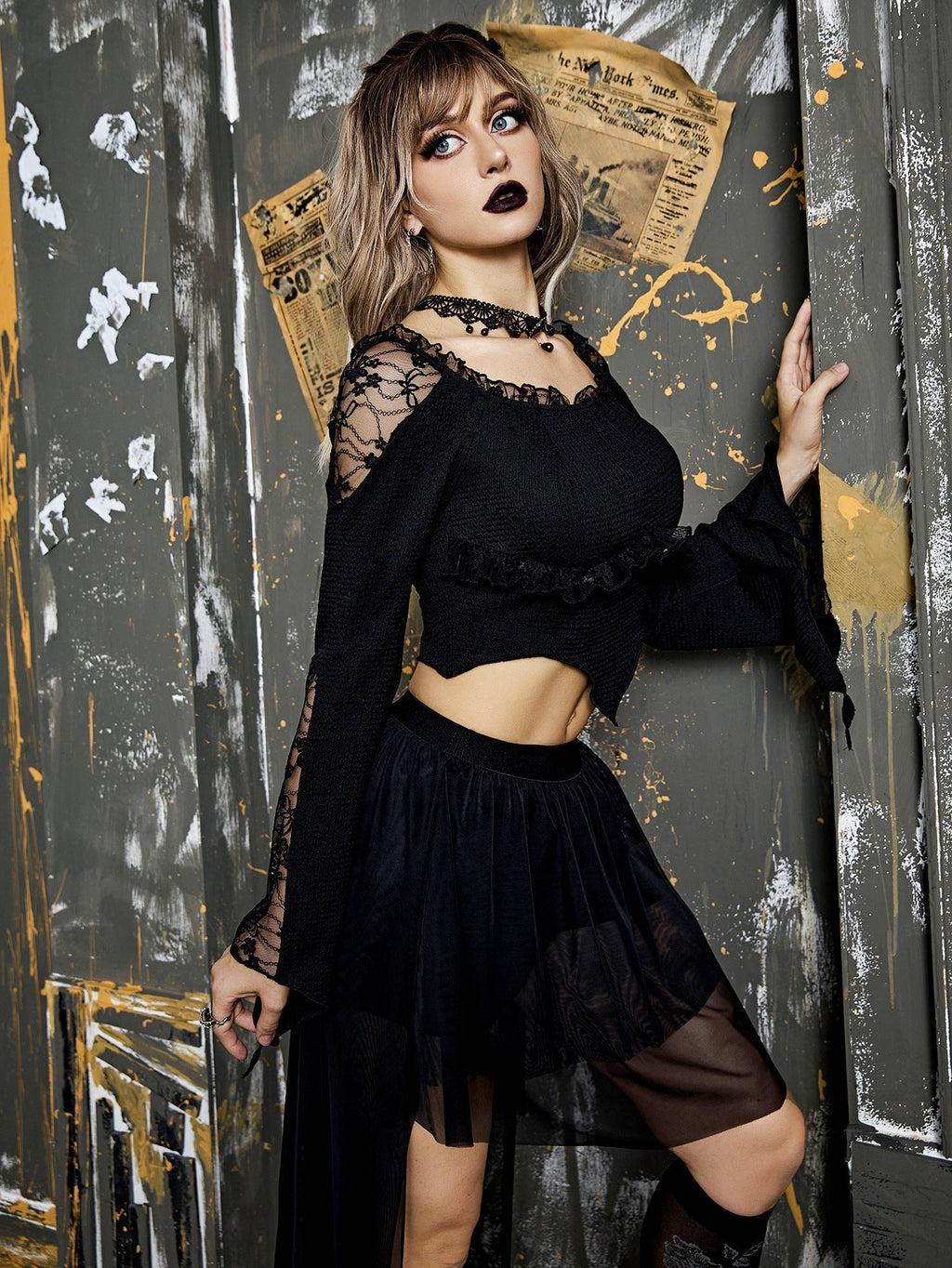 Crop Top with Lace Accents