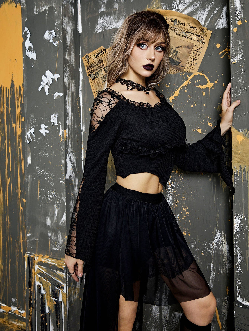 Crop Top with Lace Accents