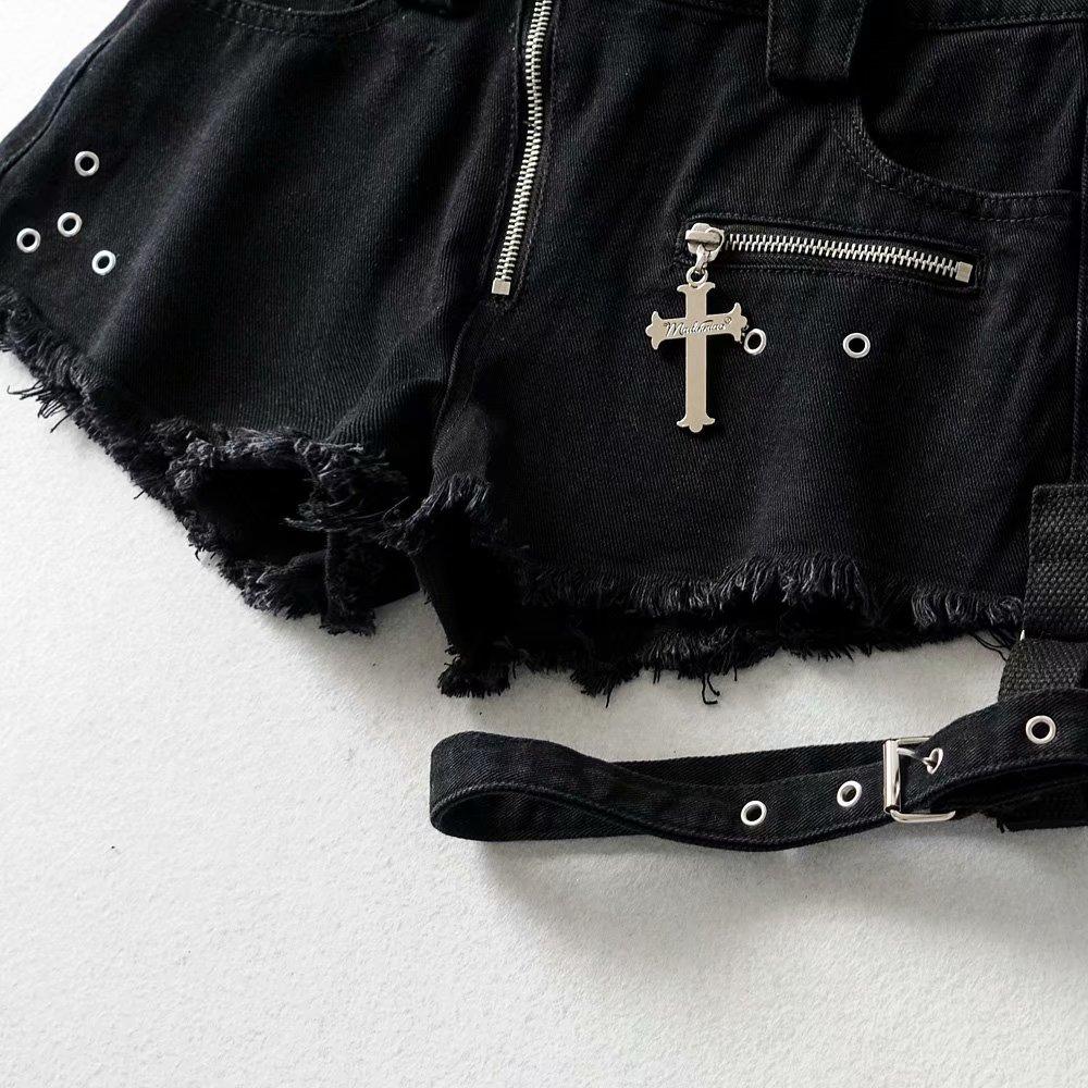 Denim Gothic Shorts
